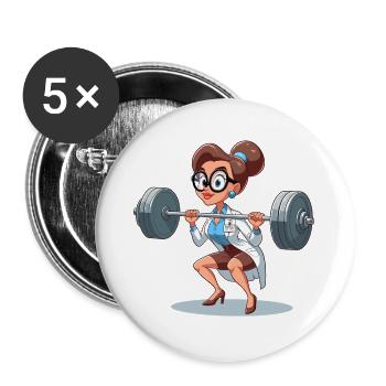 Intelligence Training Drôle Gym Femme Cadeau - Lot de 5 grands badges (56 mm) - blanc - Devant