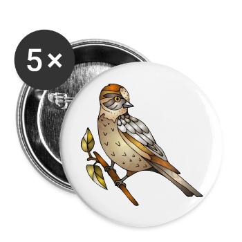Bunter Vogel - Buttons groß 56 mm (5er Pack) - Weiß - Vorne