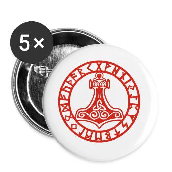 Roter Wikingerhammer - Buttons groß 56 mm (5er Pack) - Weiß - Vorne