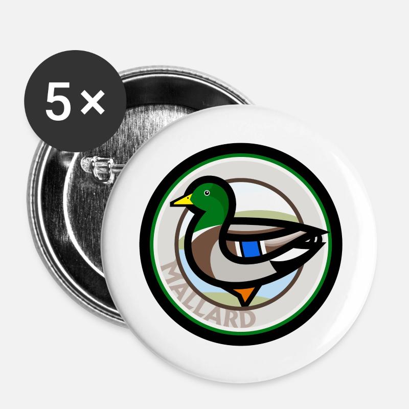 Male Mallard - Buttons large 2.2''/56 mm (5-pack) - white