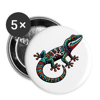 Gecko - Lot de 5 grands badges (56 mm) - blanc - Devant