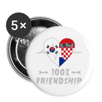 100 % amitié entre la Corée du Sud et la Croatie - Lot de 5 grands badges (56 mm) - blanc - Devant