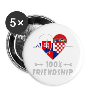 Slowakei und Kroatien 100% Freundschaft - Buttons groß 56 mm (5er Pack) - Weiß - Vorne