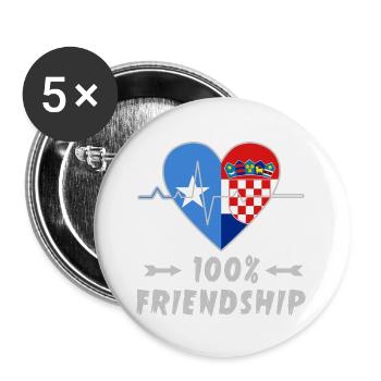 Somalia und Kroatien 100% Freundschaft - Buttons groß 56 mm (5er Pack) - Weiß - Vorne