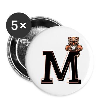 Letter m tiger - gift idea - Buttons large 2.2''/56 mm (5-pack) - white - Front