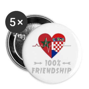 Morocco and Croatia 100% friendship - Buttons large 2.2''/56 mm (5-pack) - white - Front
