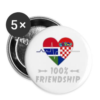 100 % amitié entre la Gambie et la Croatie - Lot de 5 grands badges (56 mm) - blanc - Devant