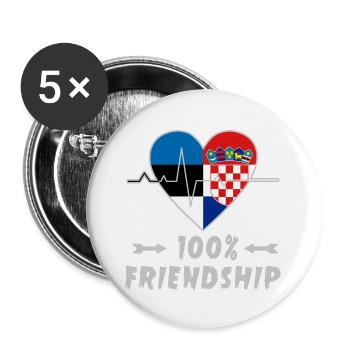 Estonia and Croatia 100% friendship - Buttons large 2.2''/56 mm (5-pack) - white - Front