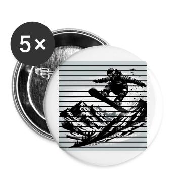 Snowboarder - Buttons groß 56 mm (5er Pack) - Weiß - Vorne