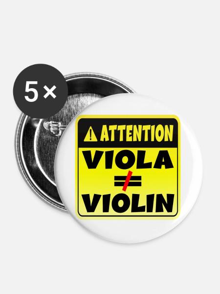 ACHTUNG MUSIKINSTRUMENT VIOLA VIOLINE - Buttons groß 56 mm (5er Pack) - Weiß