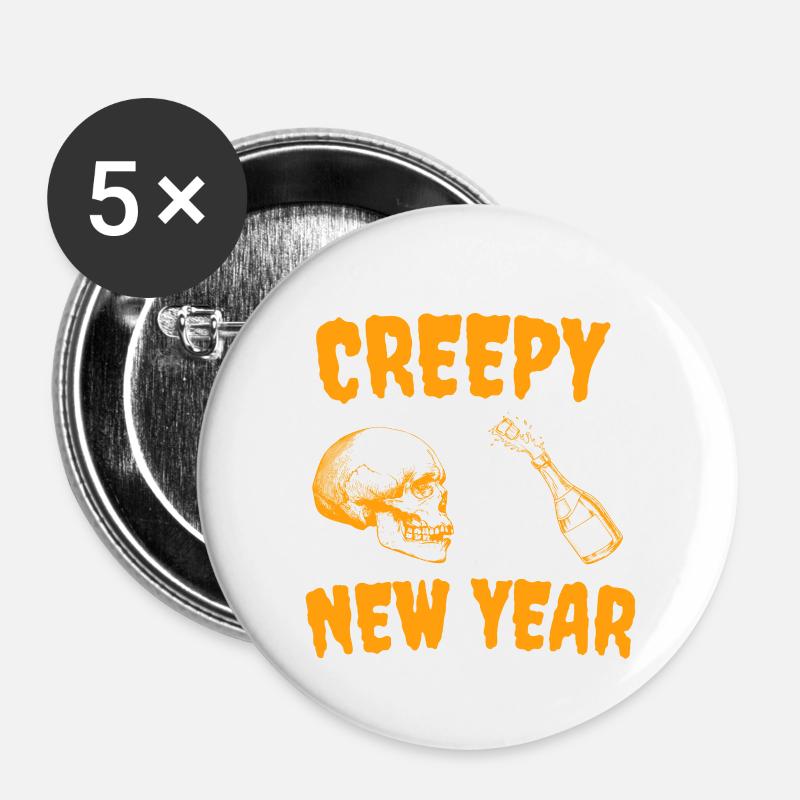 Creepy new year - Buttons large 2.2''/56 mm (5-pack) - white