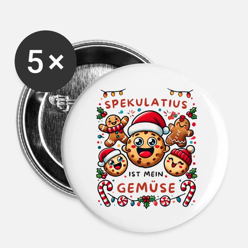 Speculoos is my vegetable Funny saying - Buttons large 2.2''/56 mm (5-pack) - white