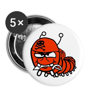 Raupe Böse Piraten Matrose Mütze Lustig Süß Comic - Buttons groß 56 mm (5er Pack) - Weiß - Vorne
