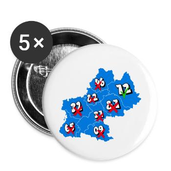 Midi-Pyrénées Region - Buttons large 2.2''/56 mm (5-pack) - white - Front