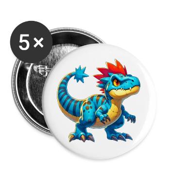Dinosaur - Buttons large 2.2''/56 mm (5-pack) - white - Front