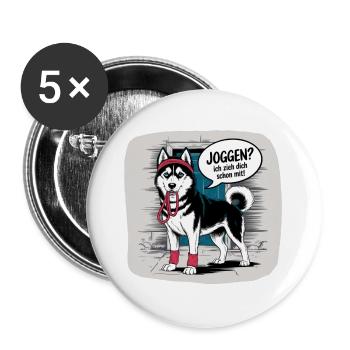 Husky jogging? I'll pull you with dog love - Buttons large 2.2''/56 mm (5-pack) - white - Front