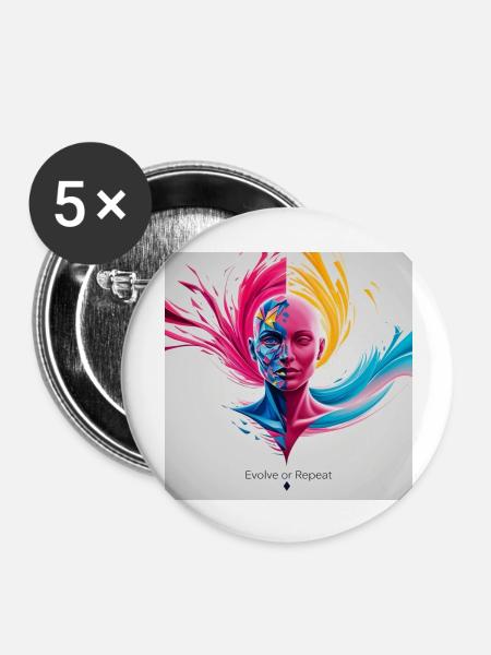 Evolve or repeat - Buttons groß 56 mm (5er Pack) - Weiß