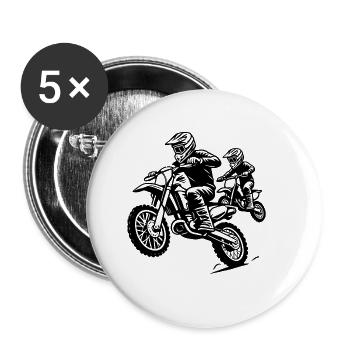 Motocross Family Ride - Father and Child Design - Buttons large 2.2''/56 mm (5-pack) - white - Front
