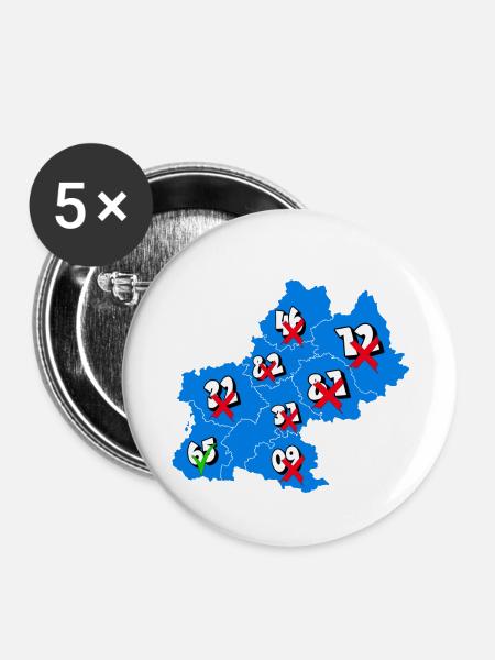 Midi-Pyrénées Region - Buttons groß 56 mm (5er Pack) - Weiß