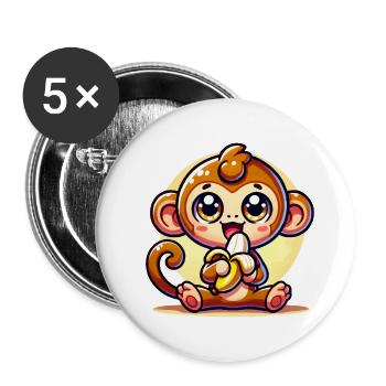 Singe - Lot de 5 grands badges (56 mm) - blanc - Devant