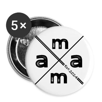 Mama Established 2024 – Design minimaliste vintage - Lot de 5 grands badges (56 mm) - blanc - Devant