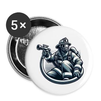 Pompiers - Lot de 5 grands badges (56 mm) - blanc - Devant