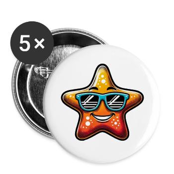 cooler Seestern Stern - Buttons groß 56 mm (5er Pack) - Weiß - Vorne