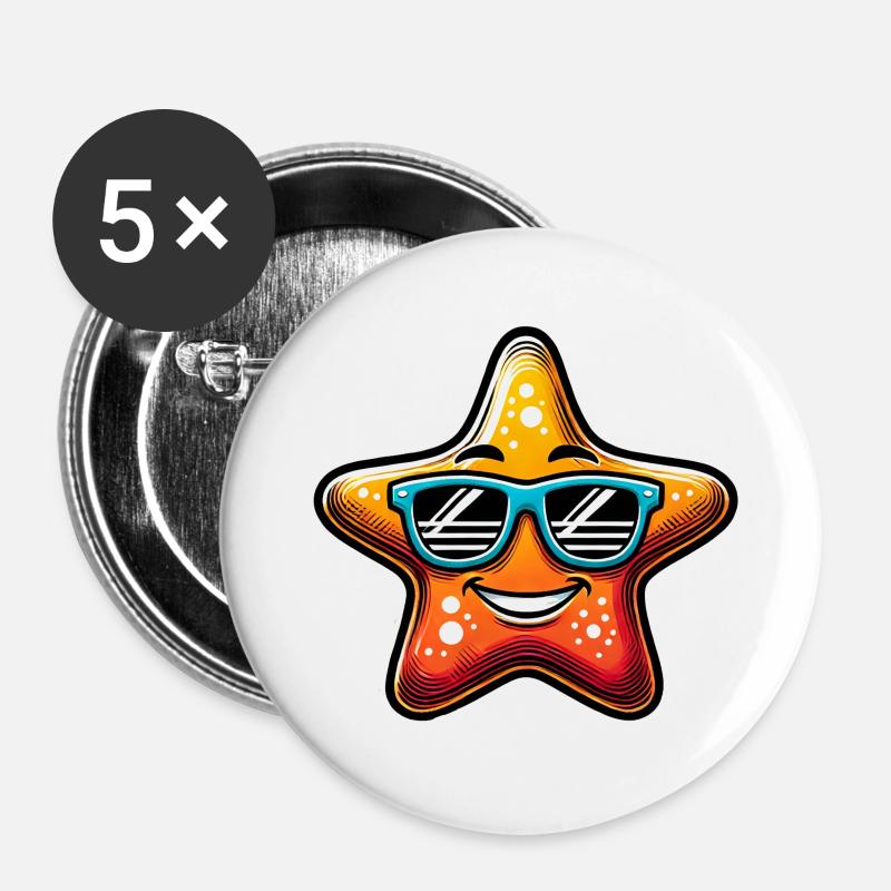 cool starfish star - Buttons large 2.2''/56 mm (5-pack) - white