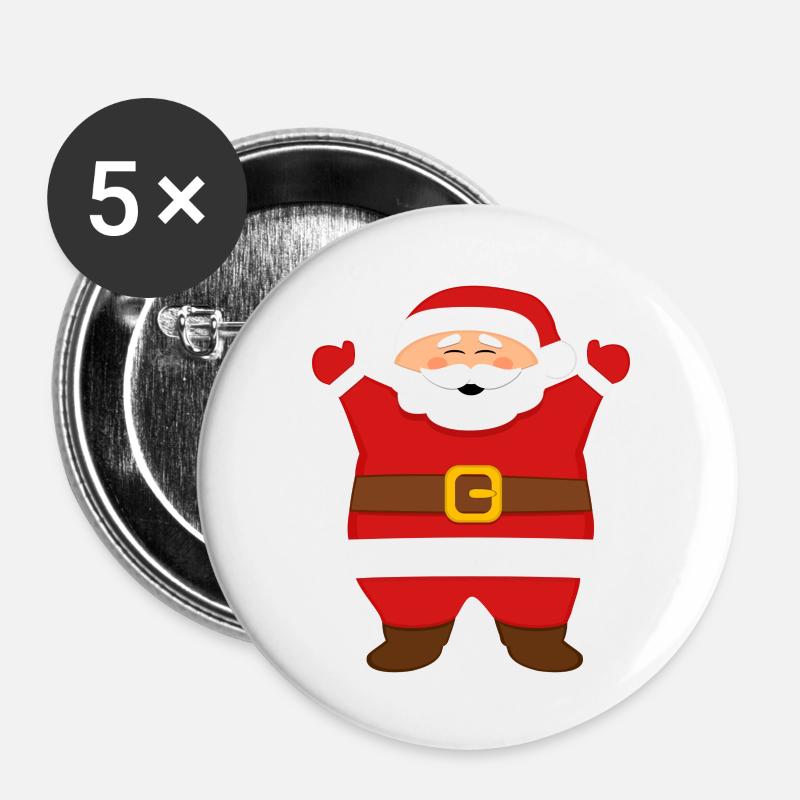 Happy Santa Claus - Buttons large 2.2''/56 mm (5-pack) - white