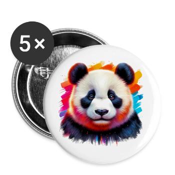 Panda - Buttons groß 56 mm (5er Pack) - Weiß - Vorne