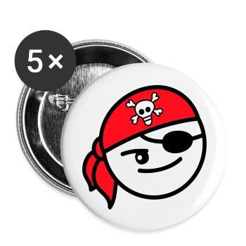 Drôle Pirate Face Tête Mignon Chapeau Tout-petit - Lot de 5 grands badges (56 mm) - blanc - Devant