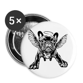 Bouledogue français avec ailes Bouledogue français - Lot de 5 grands badges (56 mm) - blanc - Devant