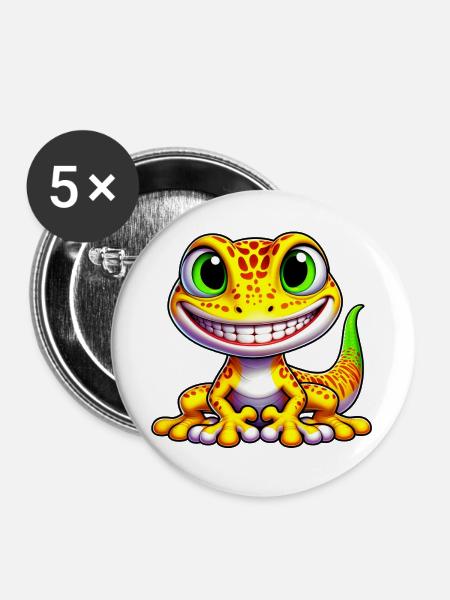 Gecko - Buttons groß 56 mm (5er Pack) - Weiß