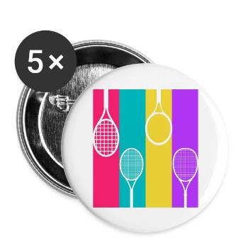 Tennis rétro - idée cadeau tennis - Lot de 5 grands badges (56 mm) - blanc - Devant