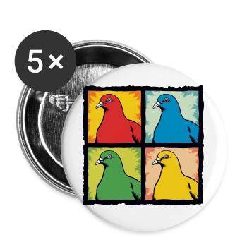 Colombes - Lot de 5 grands badges (56 mm) - blanc - Devant