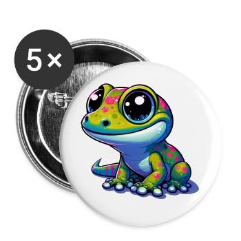 Gecko - Buttons groß 56 mm (5er Pack) - Weiß - Vorne