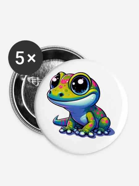Gecko - Buttons groß 56 mm (5er Pack) - Weiß