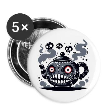 Teapot of Terror – Funny Horror Design - Buttons large 2.2''/56 mm (5-pack) - white - Front
