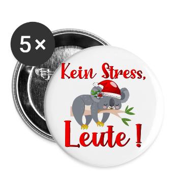 WEIHNACHTEN STRESS KOALA BÄR - Buttons groß 56 mm (5er Pack) - Weiß - Vorne