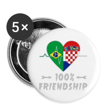 100 % amitié entre le Brésil et la Croatie - Lot de 5 grands badges (56 mm) - blanc - Devant