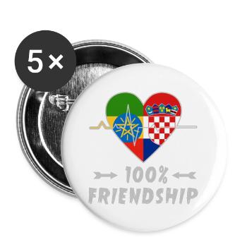 Ethiopia and Croatia 100% friendship - Buttons large 2.2''/56 mm (5-pack) - white - Front
