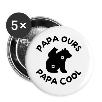 Papa Ours papa cool 1 - Lot de 5 grands badges (56 mm) - blanc - Devant