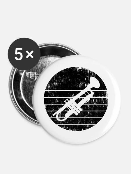 Trompete - Buttons groß 56 mm (5er Pack) - Weiß