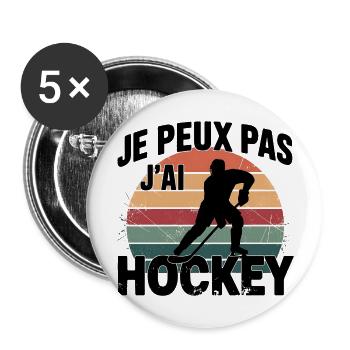 Ich kann kein Vintage-Hockey haben - Buttons groß 56 mm (5er Pack) - Weiß - Vorne
