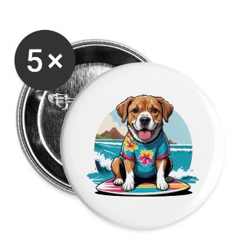Dog Holidays Dog Holidays Hawaii Island Sea - Buttons large 2.2''/56 mm (5-pack) - white - Front