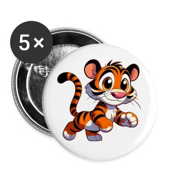 Tigre - Lot de 5 grands badges (56 mm) - blanc - Devant