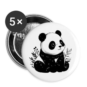 Panda - Buttons groß 56 mm (5er Pack) - Weiß - Vorne