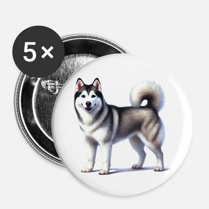Husky - Buttons large 2.2''/56 mm (5-pack) - white