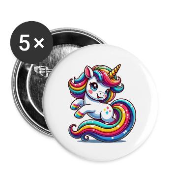 Unicorn - Buttons groß 56 mm (5er Pack) - Weiß - Vorne