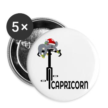 CHRISTMAS CYCLING DECEMBER BIRTHDAY CAPRICORN - Buttons large 2.2''/56 mm (5-pack) - white - Front